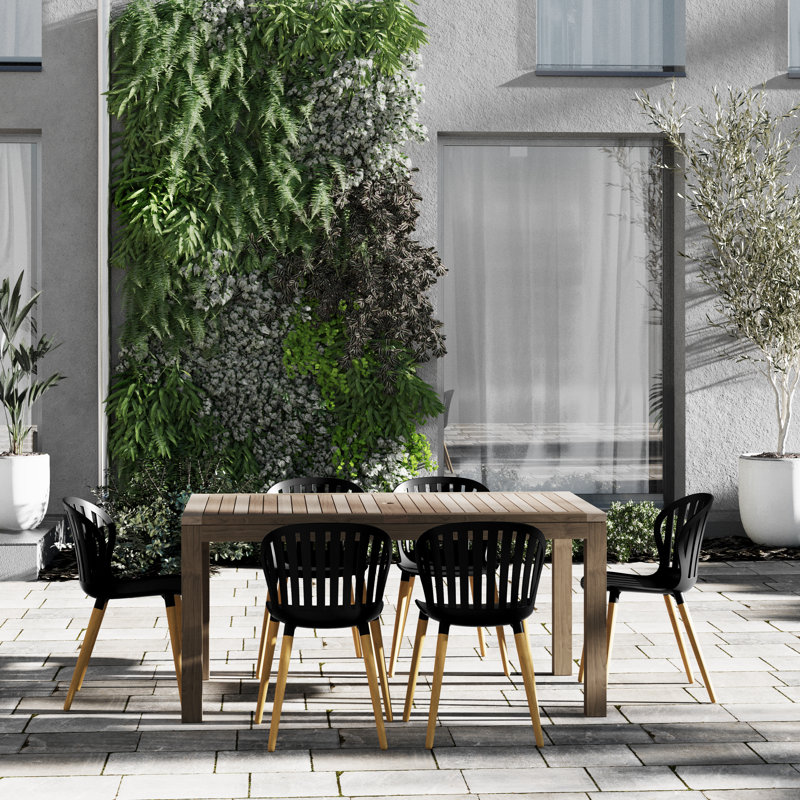 Anautica Outdoor Patio 7pc FSC Solid Teak Wood Dining Set
