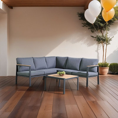 Canapé modulaire d'extérieur en forme de L de 78 po avec coussins Rossio