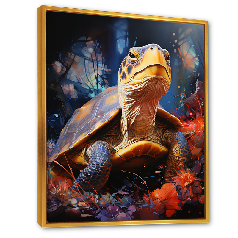 Voyage expressionniste sur toile, H 32 po x l 16 po x P 1 po, Cadre flottant doré