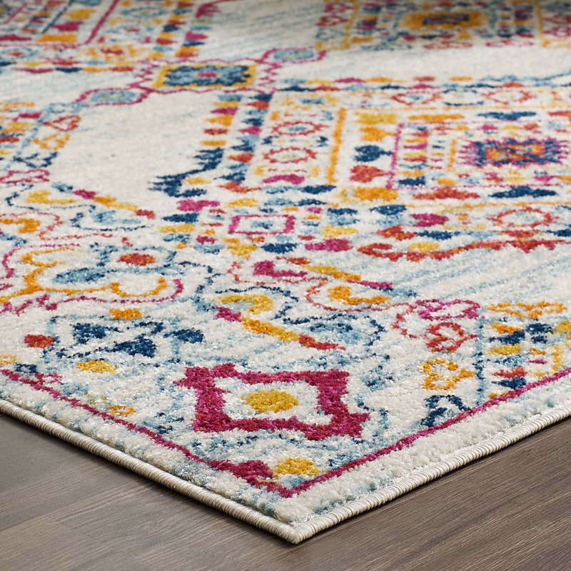 Modway Entourage Khalida Distressed Vintage Floral Lattice Area Rug, Rectangle 5' x 8'