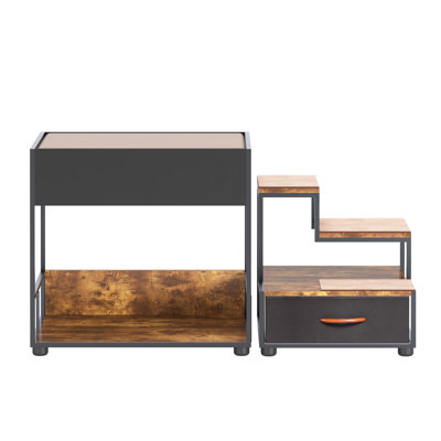 Elevated Dog Bunk Bed with Pet Window Perch - Multi-Level Pet Furniture with Non-Slip Steps, Storage Drawer and Vintage Design for Small to Medium Pets