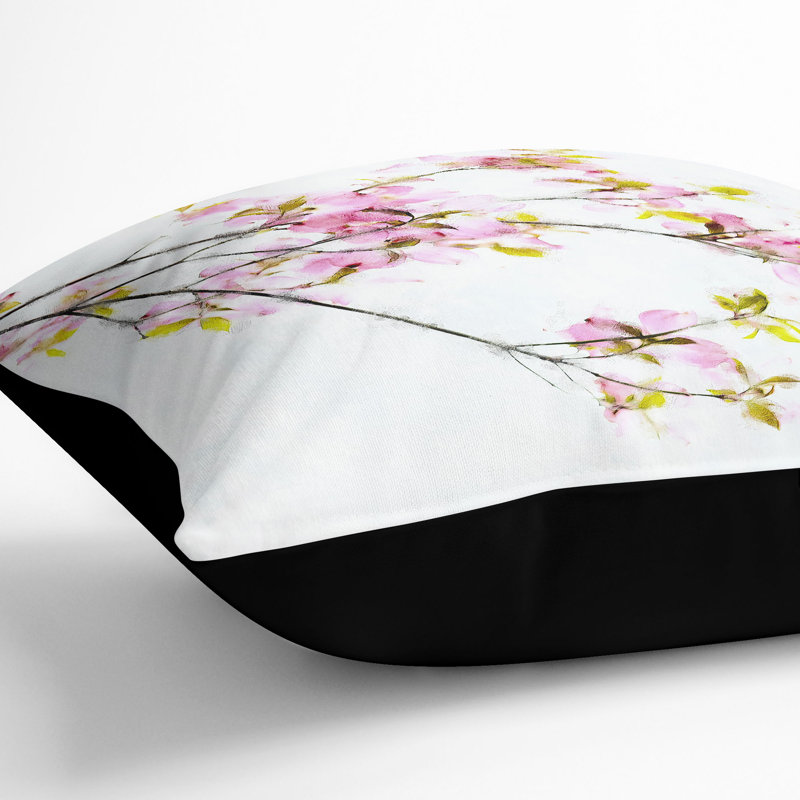 Floral Square Throw Cushion, Black, 55cm H x 55cm W x 20cm D