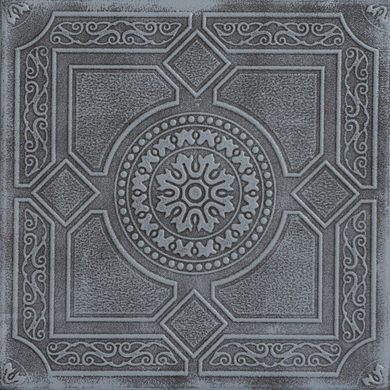 Tuile de plafond en polystyrène à coller 1,6 pi x 1,6 pi Kensington Gardens, Gris mousse