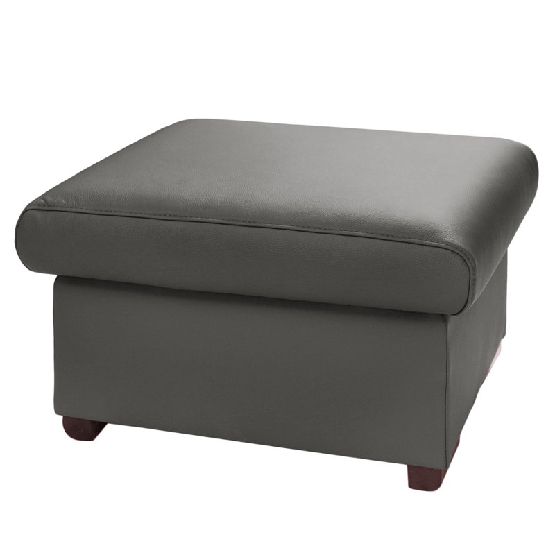 UNI Footstool 70cm Wide Genuine Leather Rectangle Solid Colour Standard Ottoman with Storage, Grey