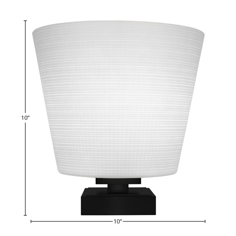 Lampe d'appoint avec verre 10 po Lannah, Noir mat, Blanc