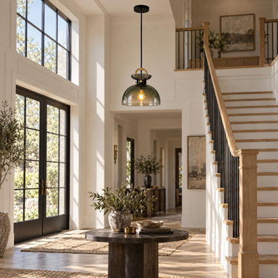 Green Glass Shade Modern Pendant Lights for Dining Room Entryway Foyer Living Room Staircase