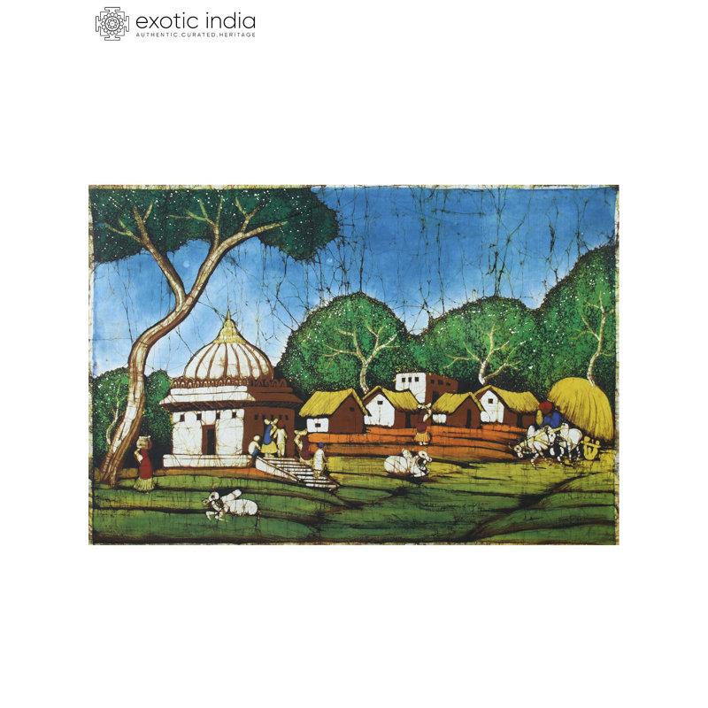 Art indien Batik, scène de village indien