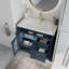 Lavabo de salle de bain de style milieu du siècle de 90,4 cm (35,6 po) avec verre à motifs et bande lumineuse à détecteur de mouvement