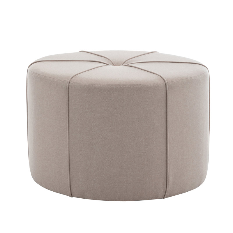 Wrought Studio™ Arlo 27.5" Fabric Round Cocktail Ottoman, Caffee Beige Fabric