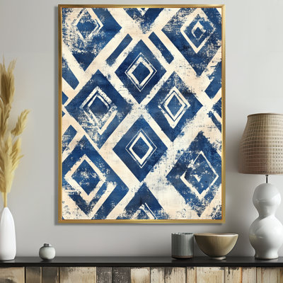 Toile à motif tribal, art mural bohème indigo, Bovinia