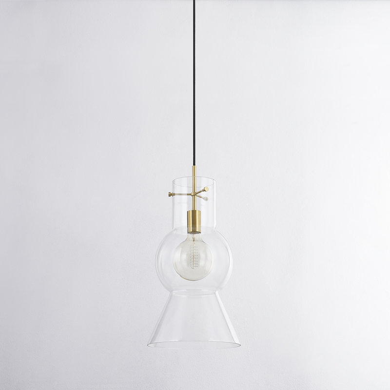 Luminaire suspendu 1 lumière Mirabel, Laiton vieilli, H 21,25 po x l 11 po x P 11 po