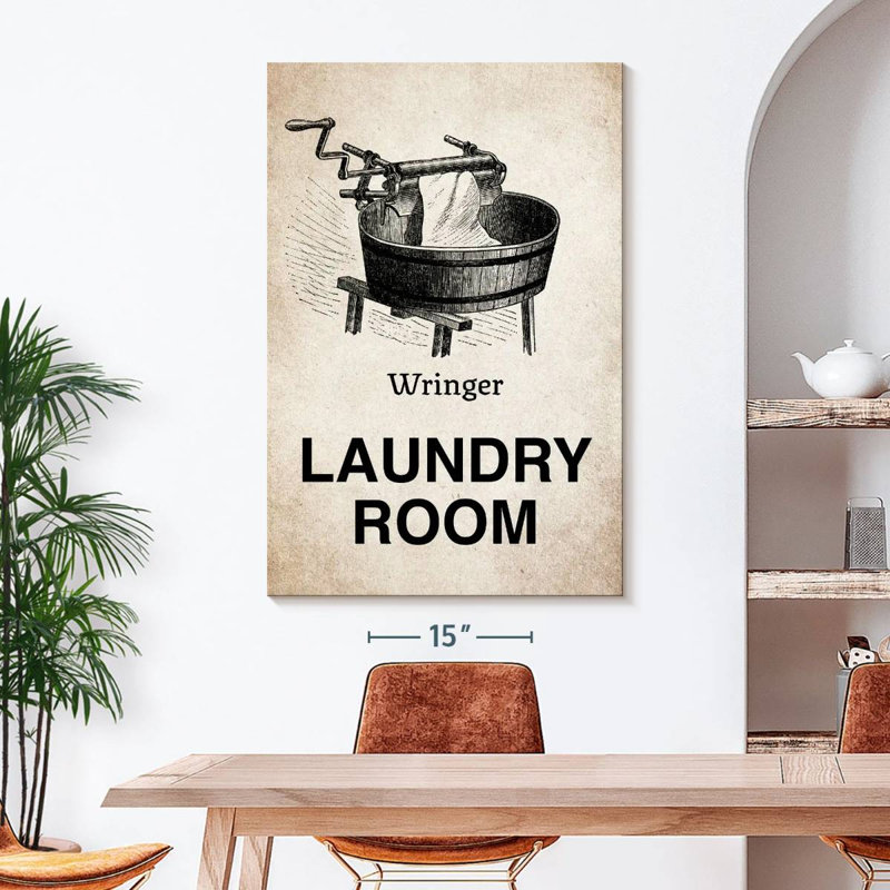 Wringer Laundry Room sur impression sur toile, H 48 po x l 32 po x P 1,25 po
