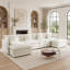 Canapé d'angle confortable en forme de U avec méridienne réversible, grand canapé d'angle modulaire en forme de U, deux poufs supplémentaires, chenille blanche-237795057
