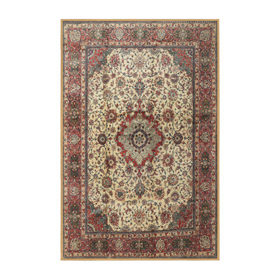 Tapis traditionnel crème/rouge/vert