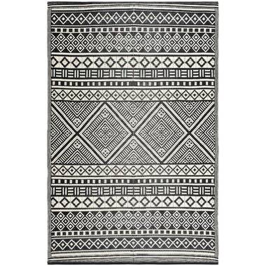 Sumiye Outdoor Rug for Patio Clearance, Waterproof Mat,Reversible Plastic Camping Rugs,Black & Gray Foundry Select Rug Size: Rectangle 4' x 6