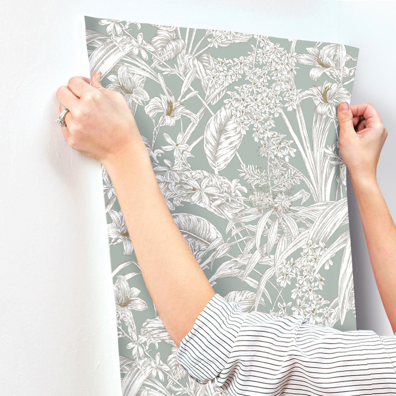 Toiles Resource Library Vinyl Wallpaper Double Roll, Seamist & Taupe