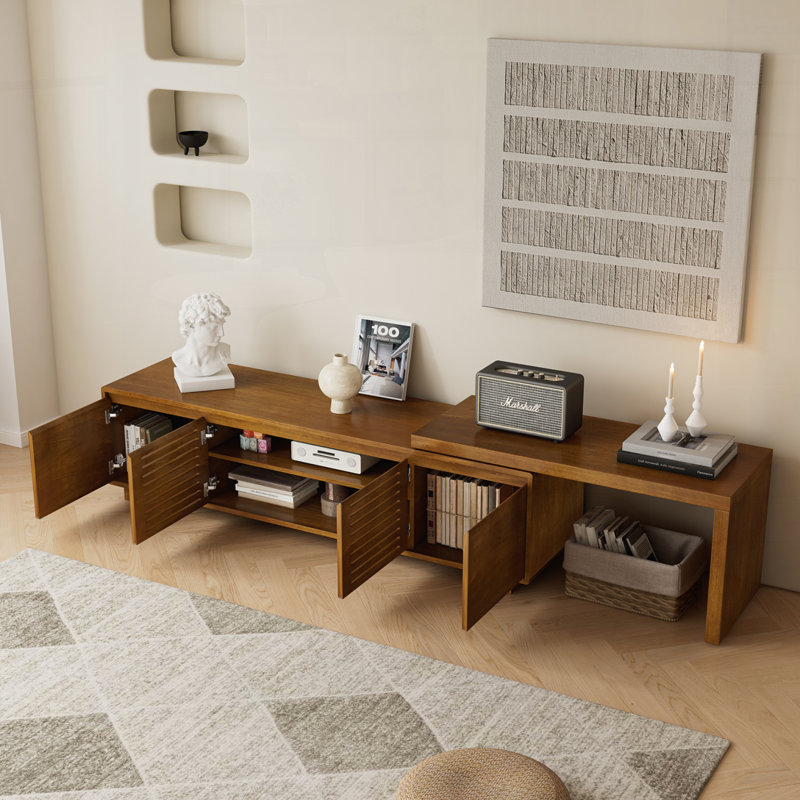 63" Extendable TV Stand for TVs up to 75", Entertainment Cabinet with Storage & Adjustable Panel