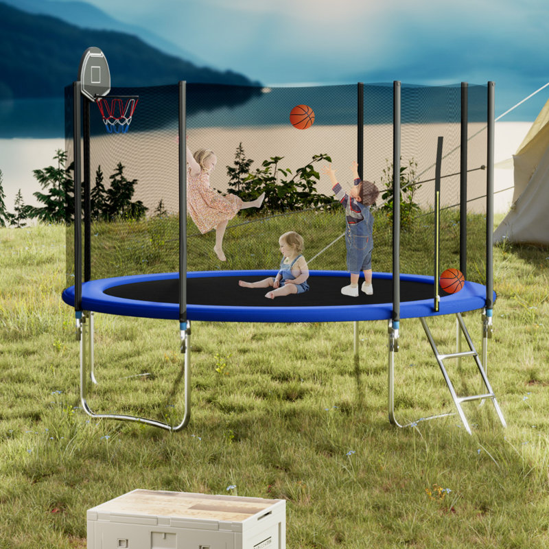 Round Backyard Trampoline with Safety Enclosure