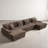 4 - Piece Upholstered Light Brown Faux Rabbit Fur Flannel Modular Sectional Sofa with Armrests & Throw Pillows-771364072