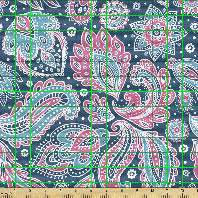Chicklis Bohemian Persian Paisley Leaves Floral Folk Design Multi-Purpose Fabric