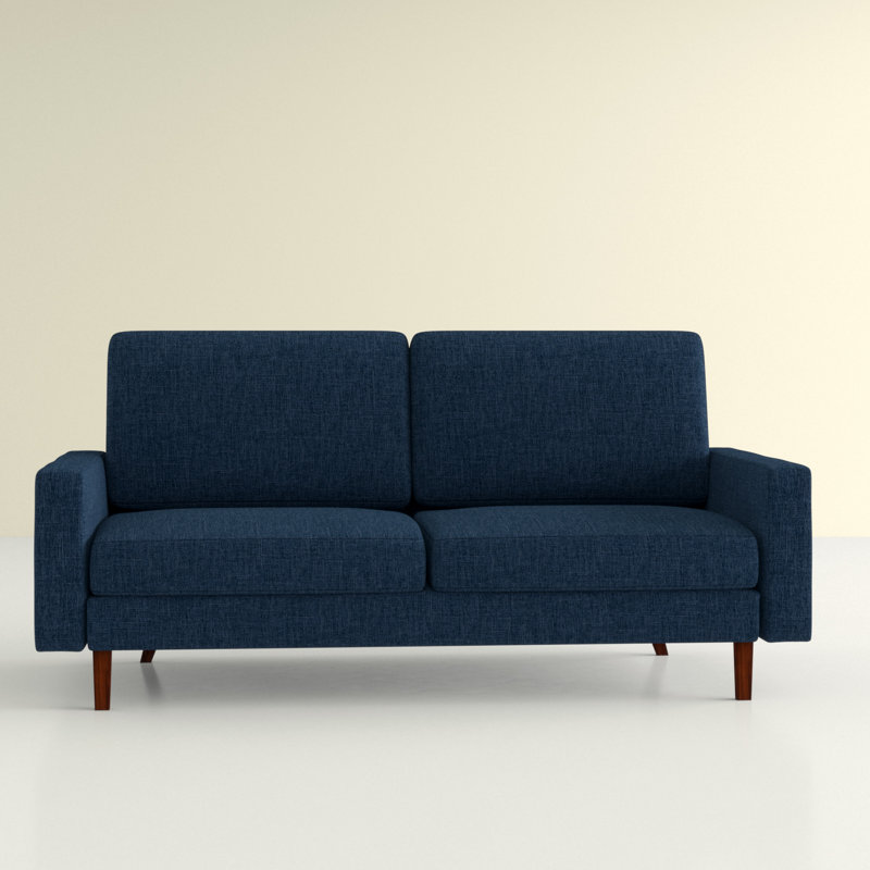 70" Square Arm Settee, Dark Blue