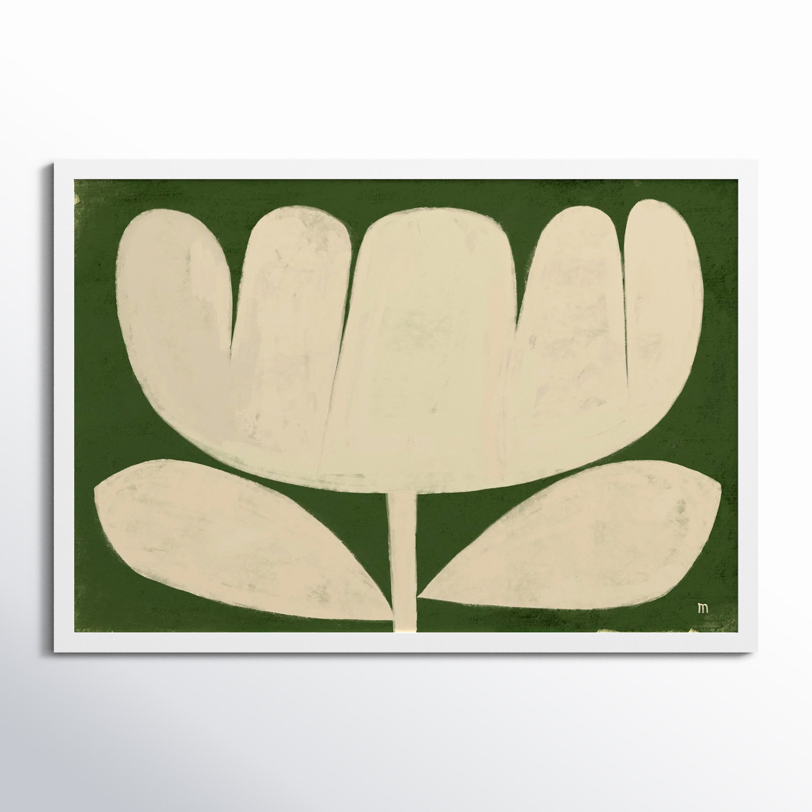 Flower On Green by StudioM, White, 35" H x 50" W x 1.25" D