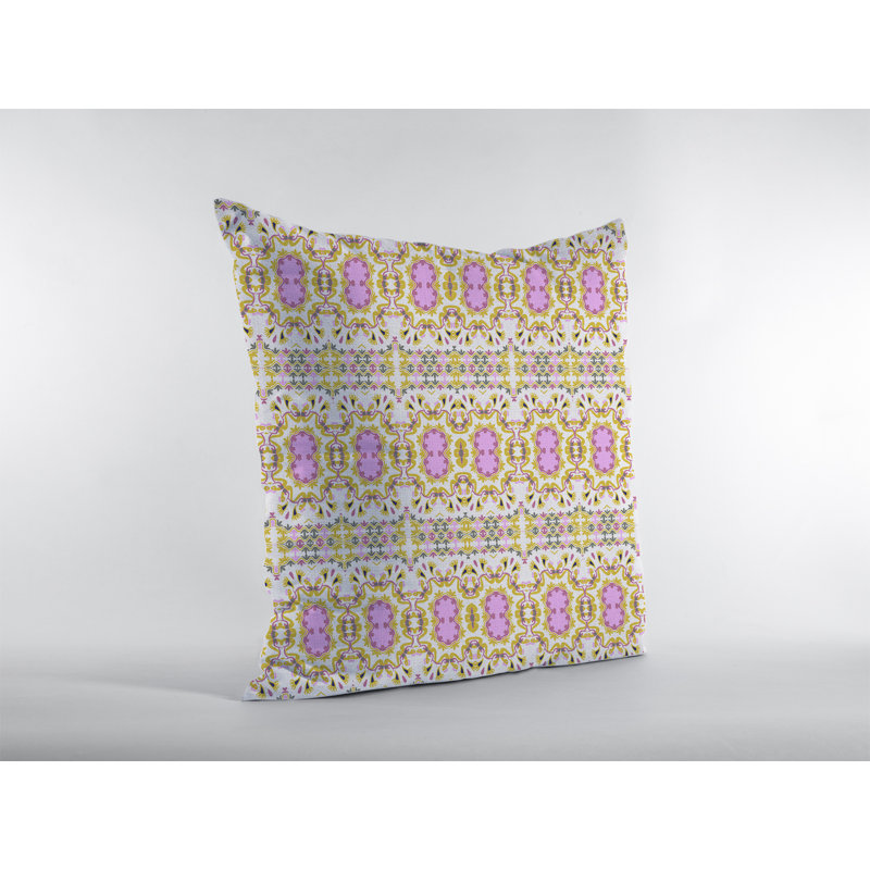 Coussin à fermeture à glissière Geo, 18" x 18", Jaune