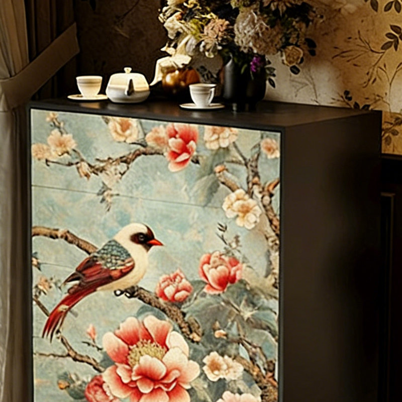 Armoire de rangement 5 tiroirs en bois massif, Noir