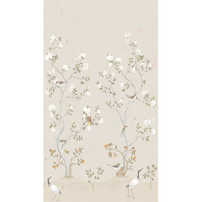 Laughlin Chinoiserie Floral And Bird 3-Panel Wall Mural 2.8M High X 1.59M Wide