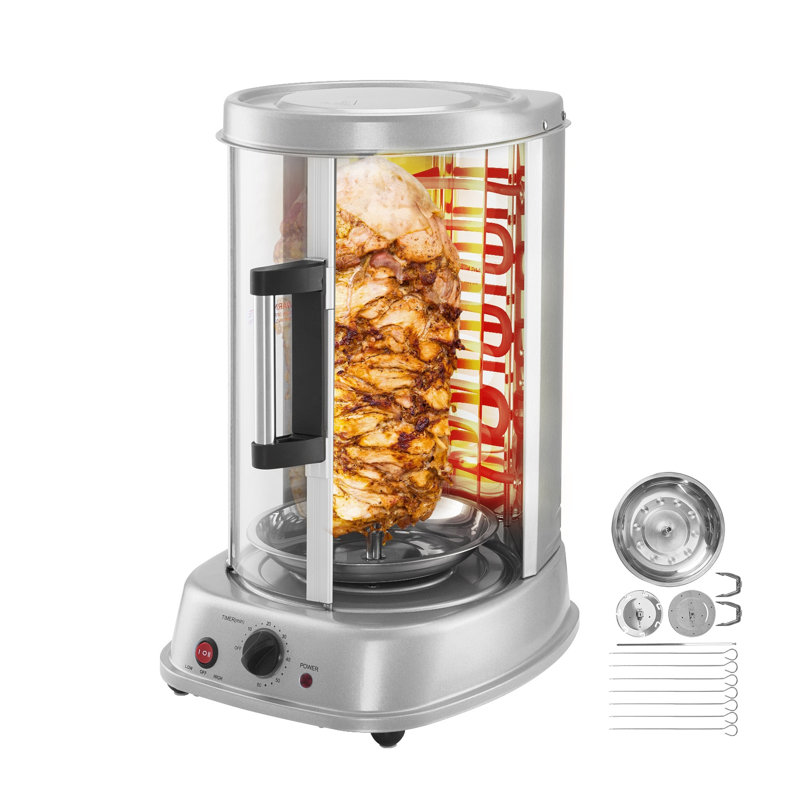 Machine à griller électrique électrique verticale avec rotation à 360 °, four de rôtisserie de comptoir en acier inoxydable pour la maison et le restaurant