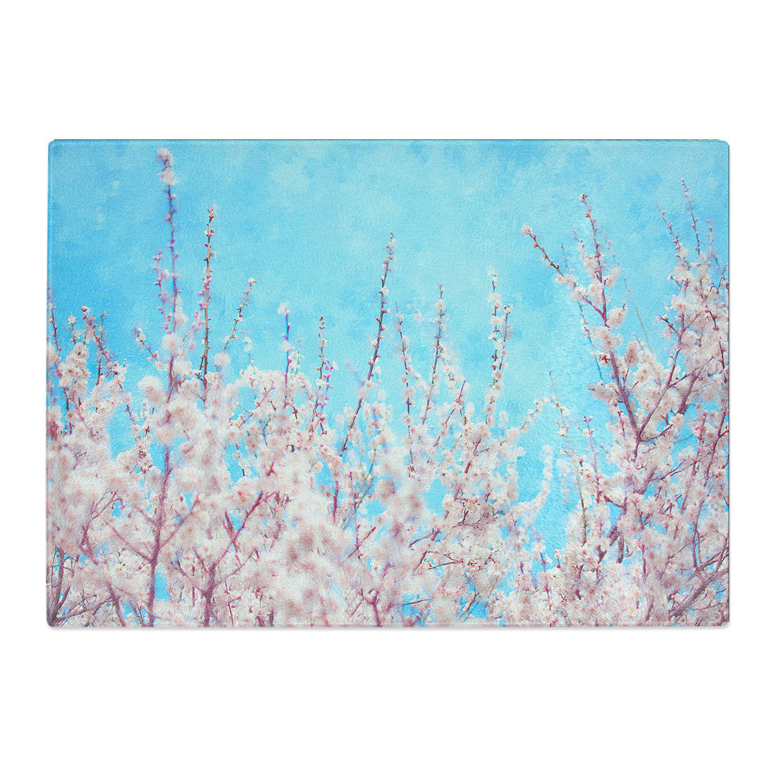 Tempered Glass Top of the Blossom Tree Painting Chopping Board