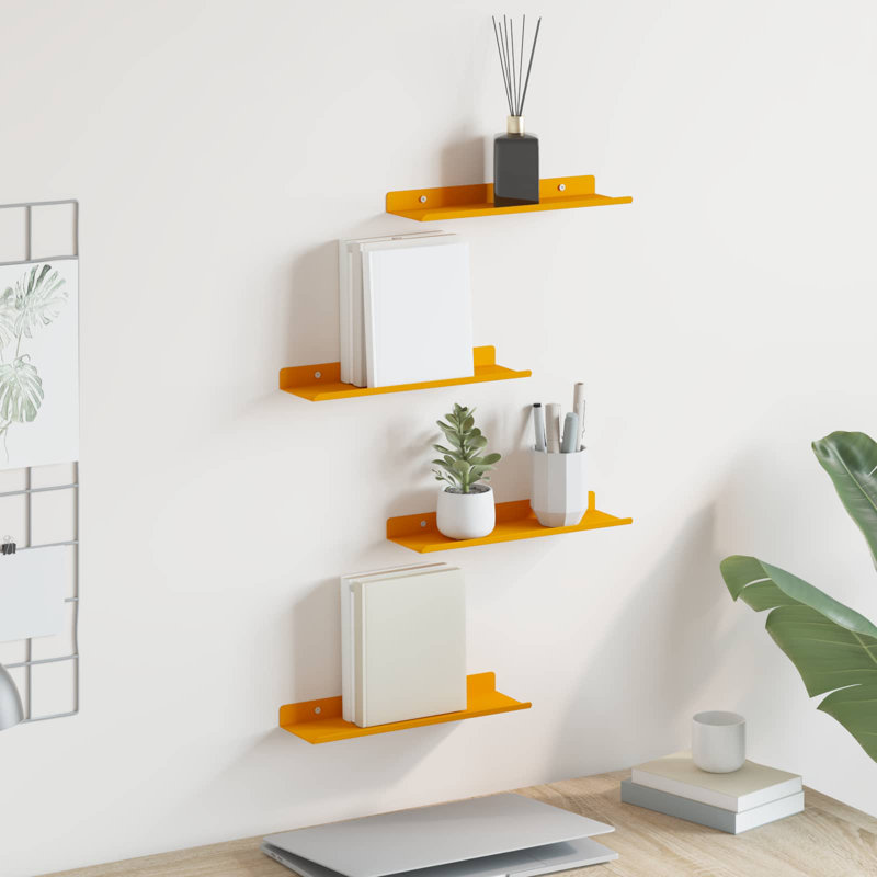 Steel Floating Shelf, Mustard Yellow