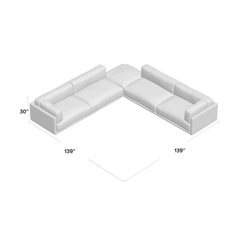 Sunday Sectional with Ottoman, Agnew Gray Textured Basketweave