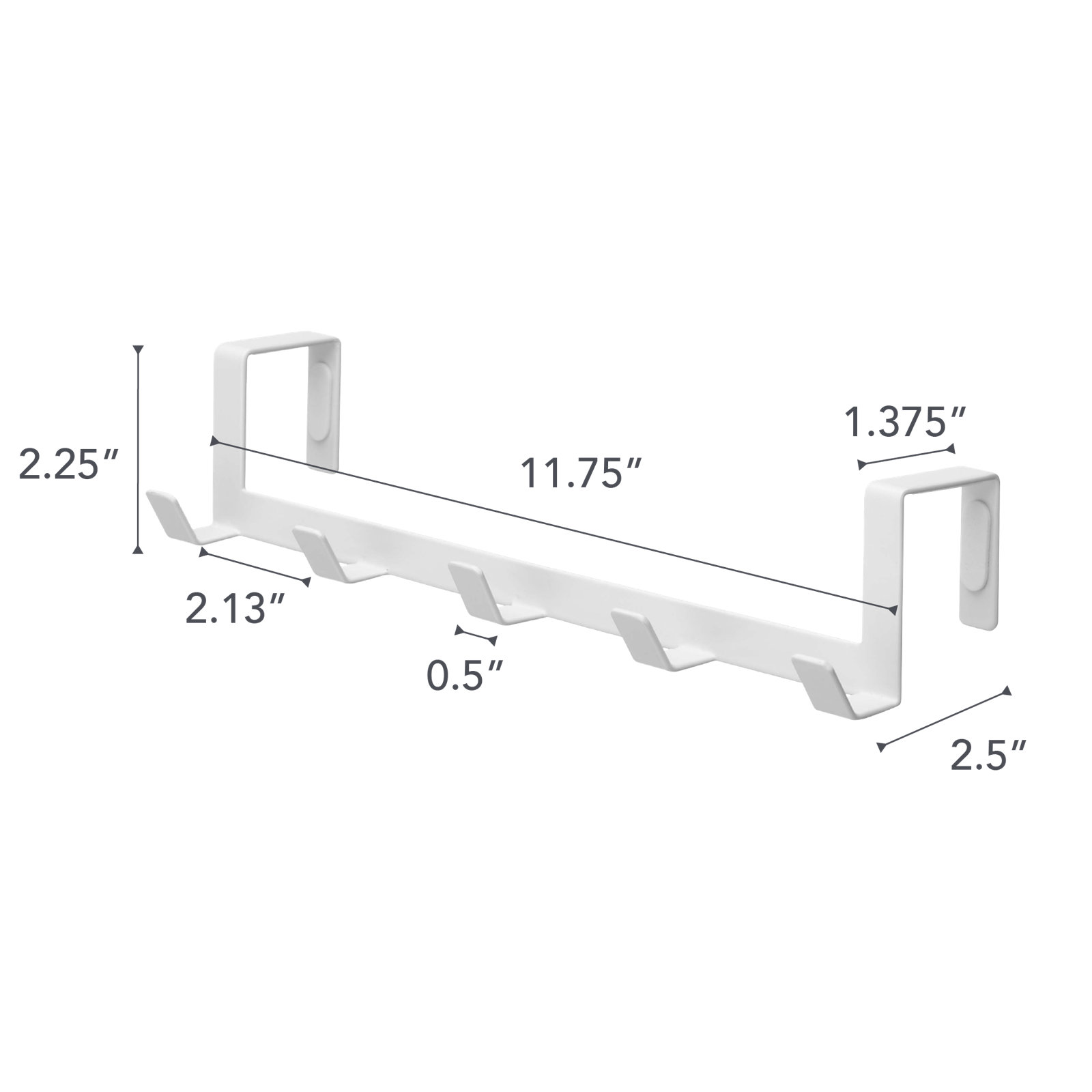 5 - Hook Steel Coat Rack, White