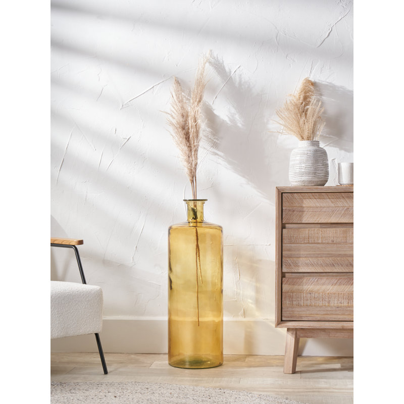 Handmade Glass Floor Vase, Yellow