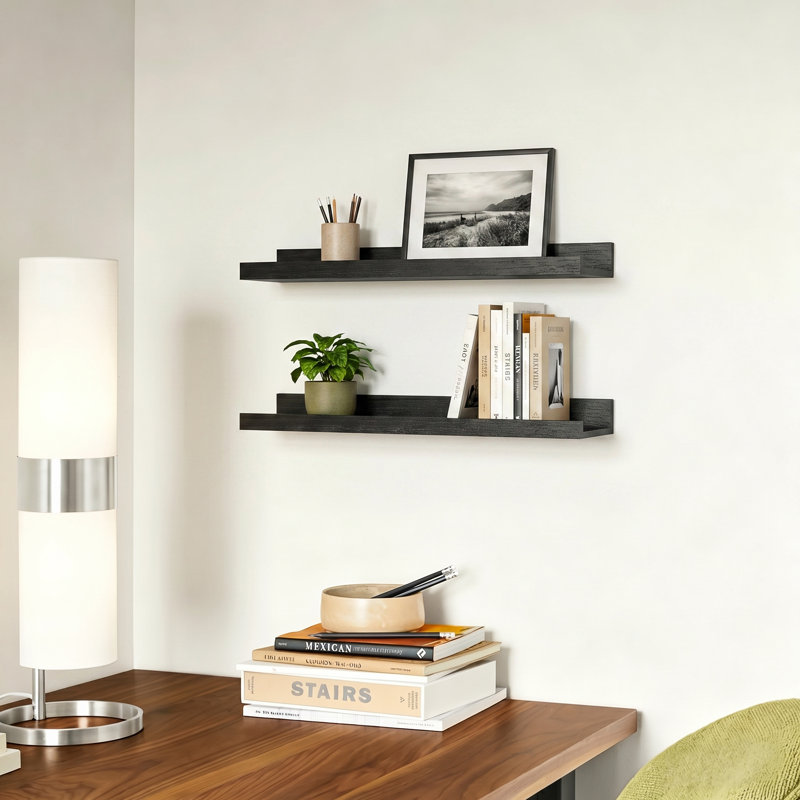 Tablettes flottantes de 23,6 po Bomeda, H 1,69 po x l 23,62 po x P 5,12 po, Noir