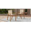 Chaise de salle à manger, ensemble de 2, structure en teck et textile beige