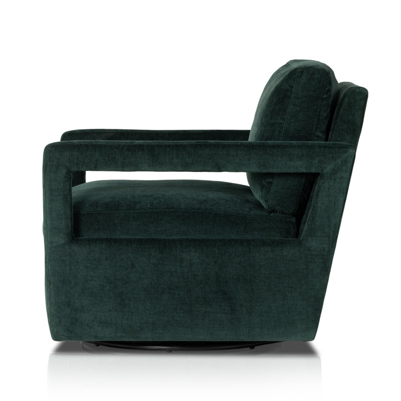 Olson Swivel Armchair, Emerald Worn Velvet