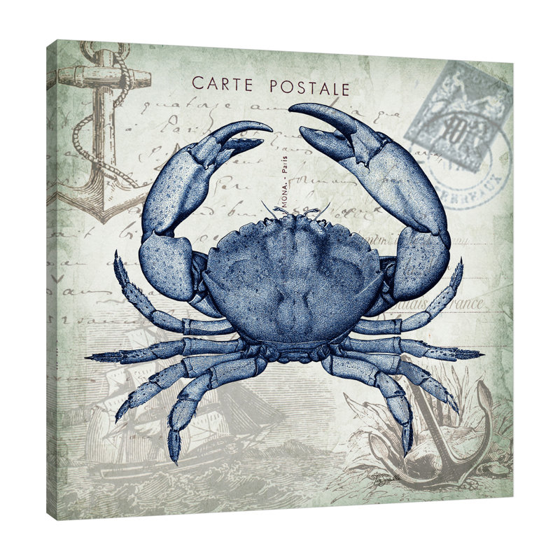 «  : crabe iii », reproduction d’impression sur toile tendue Seaside Postcard, H 12 po x l 12 po