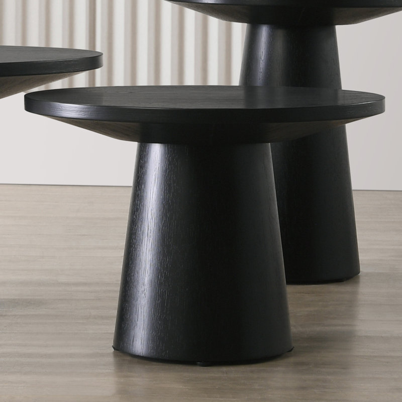 Latitude Run® 22-Inch Round End Table In Ebony Black | Wayfair