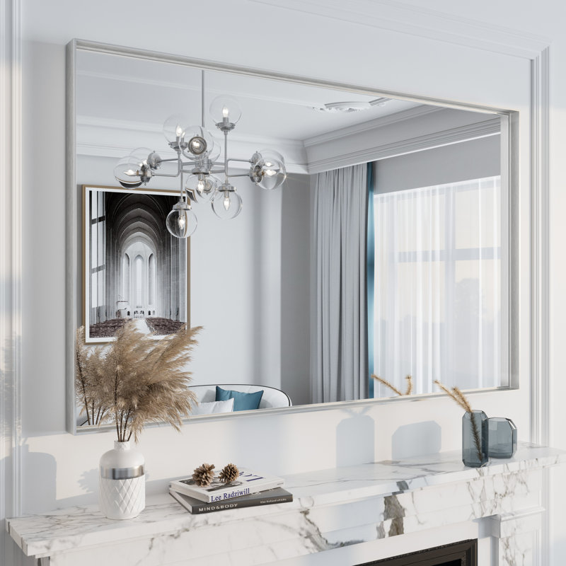 Miroir mural Aevar, 48 po x 30 po, Argent brossé