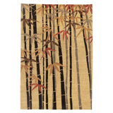 Bamboo Wool Floral Area Rug in Beige/Black/Gray