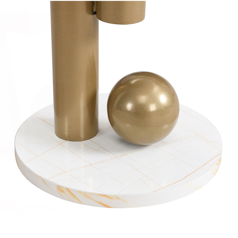 Ensemble de 2 tables basses gigognes modernes, ensemble de tables ovales et rondes, table centrale, Doré, Marble