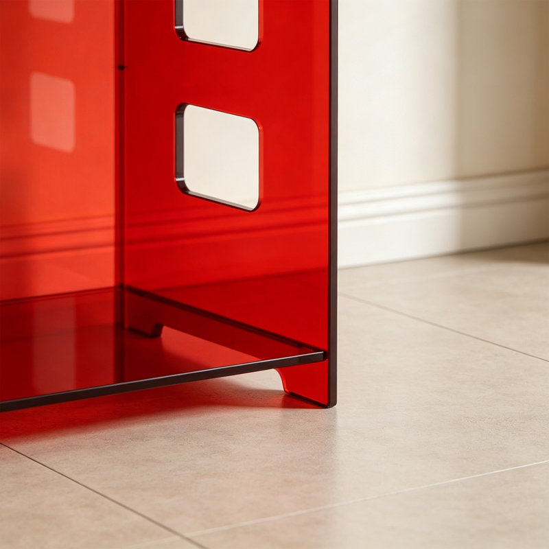 Red Acrylic Display Bookcase, (4 Shelves) 51.18"H x 23.62"W x 11.81"D