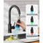 Robinet de cuisine en acier inoxydable avec pulvérisateur rétractable et distributeur de savon - Arc haut, 3 modes, poignée simple pour maison de campagne, véhicule récréatif, bar, noir mat transitionnel