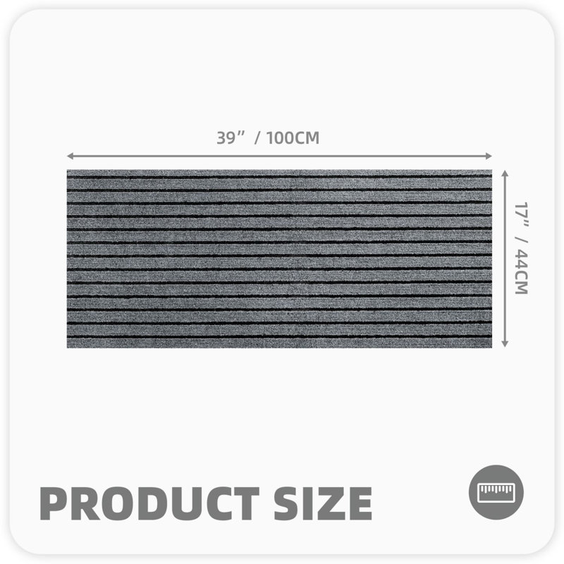 Tapis de cuisine Danyielle, Tapis de couloir 1 pi 5 po x 3 pi 3 po, Gris foncé