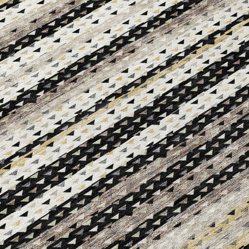 Machine Washable Indoor/Outdoor Chantille ACN2823 Stripes Rug, 2'3" x 7'6" Runner, Black
