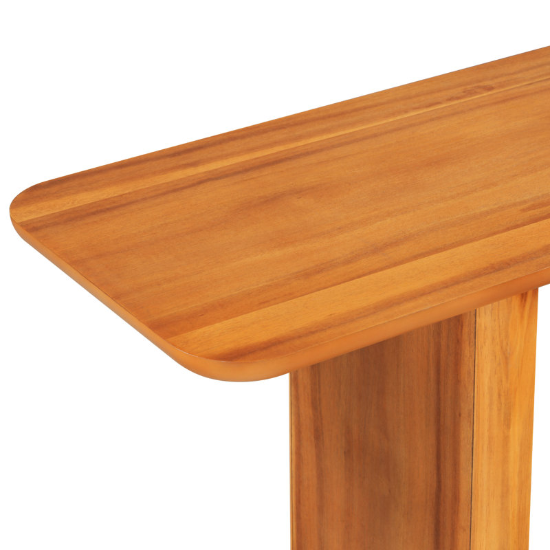 Mirod Elegant Minimalist Console Table With Curved Corners, Natural