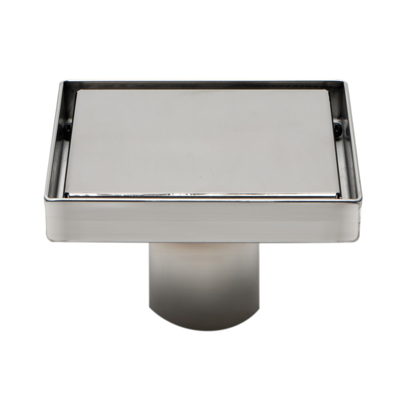 Bonde de douche carrée en acier inoxydable 2 po, Acier inoxydable poli
