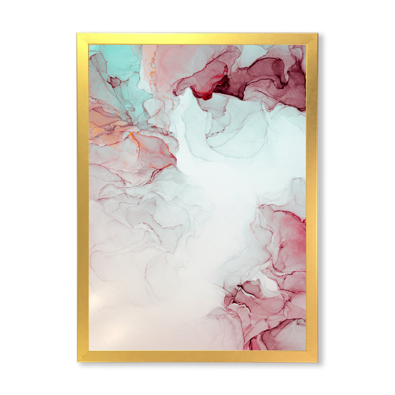 Marbre gris et rose, ondulations d'art II - reproduction d'art moderne sur toile, H 32 po x l 16 po x P 1 po
